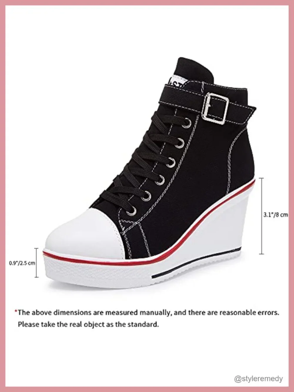 Women's High-Top Canvas Platform Wedge Sneakers Lace-Up Walking Shoes